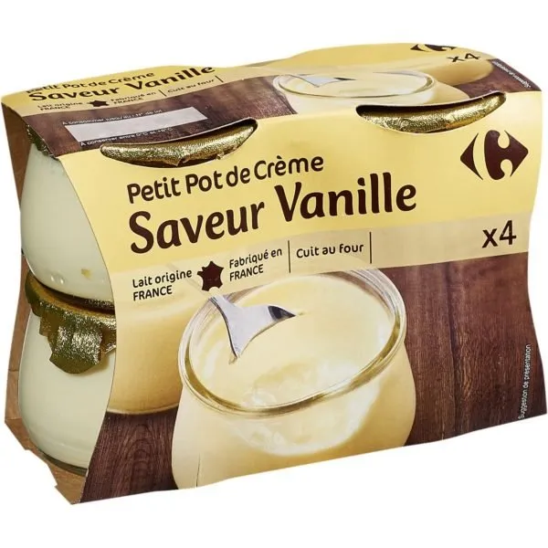 Petit pot de crème saveur Vanille. CARREFOUR