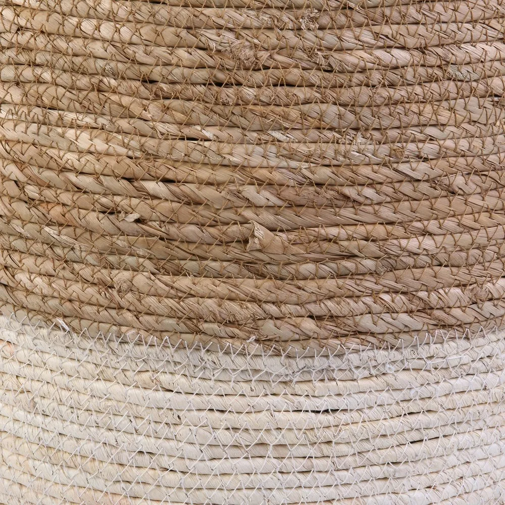 Pouf tressé en jonc blue lagoon