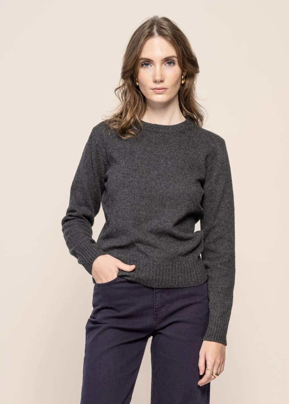 Pull en laine recyclée | gris "laura - grigio carbone" femme - Rifò