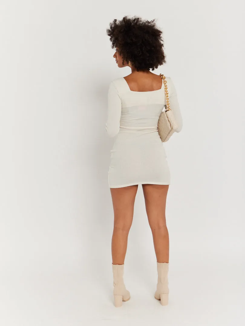 Robe courte manches longues argentée