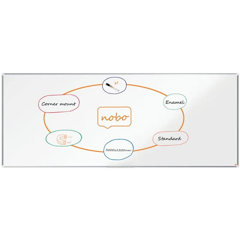 Tableau mural blanc Premium Plus Émaillé 300 x 120 cm