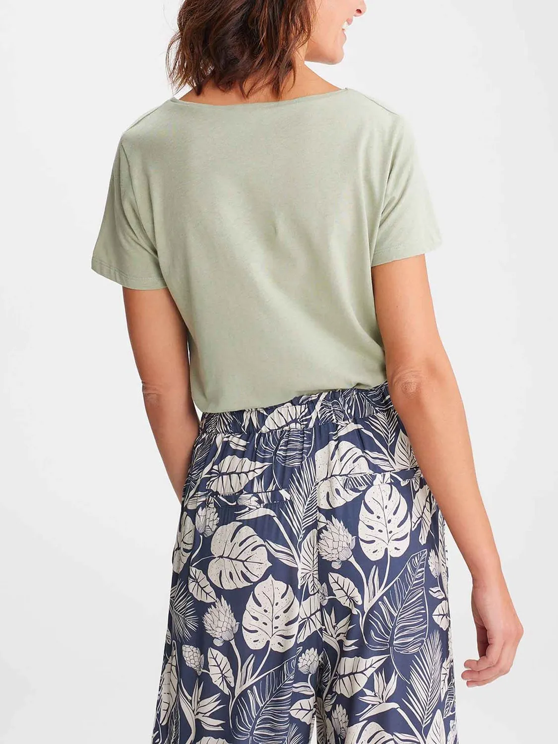 Tee Shirt Femme En Lin Vert tbs