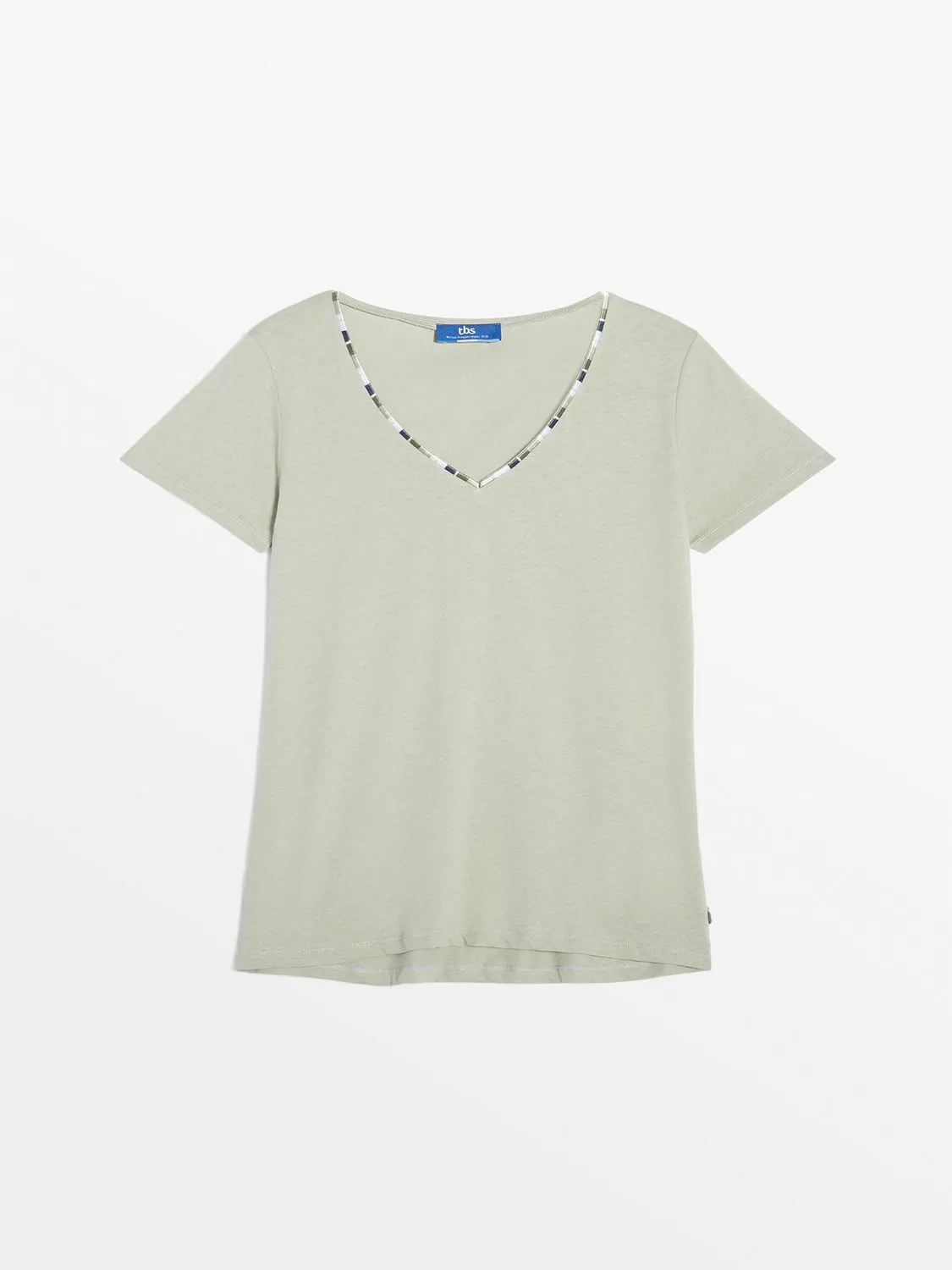 Tee Shirt Femme En Lin Vert tbs