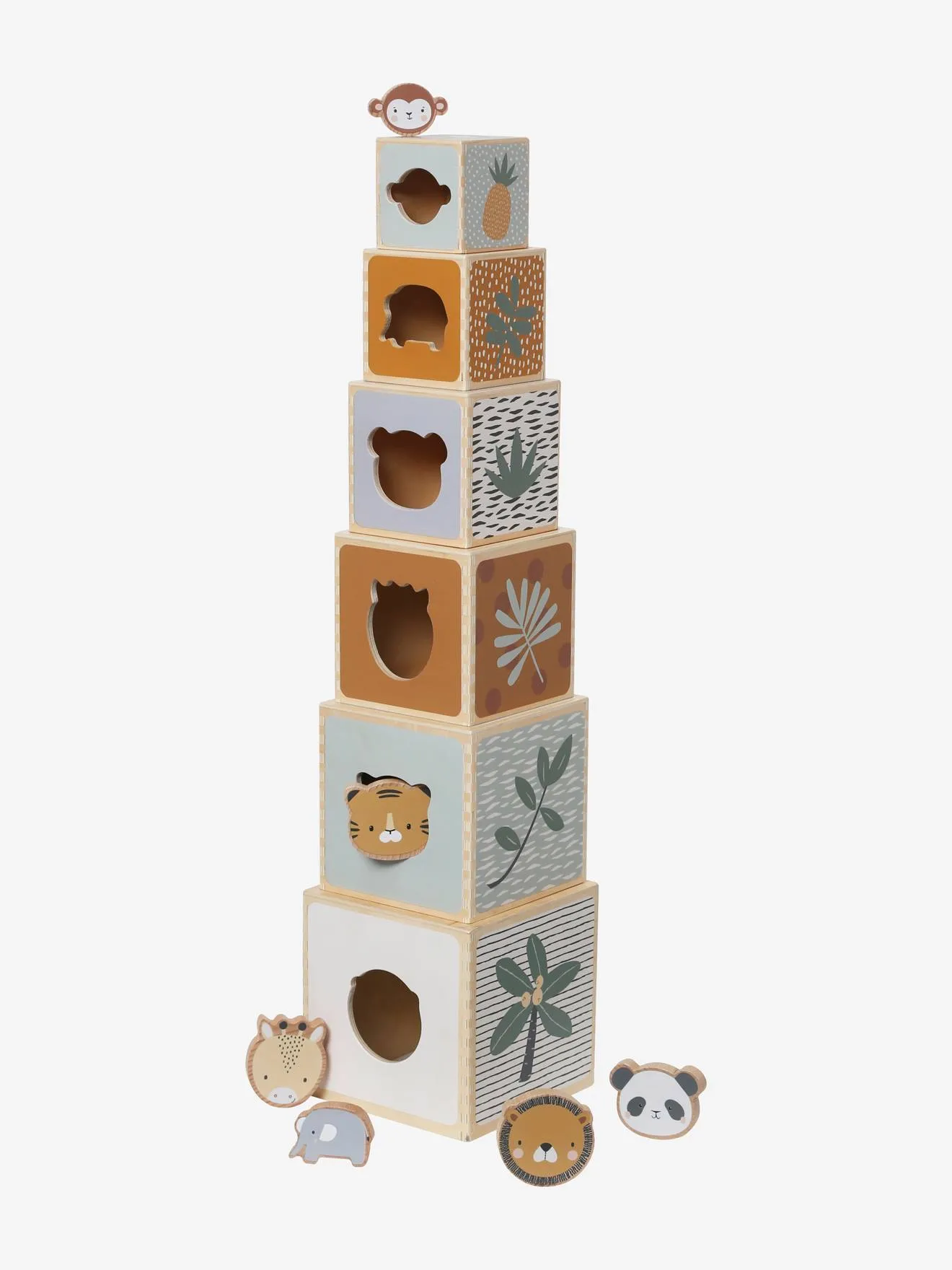 Tour de cubes avec formes à encastrer en bois FSC® tanzanie - Vertbaudet