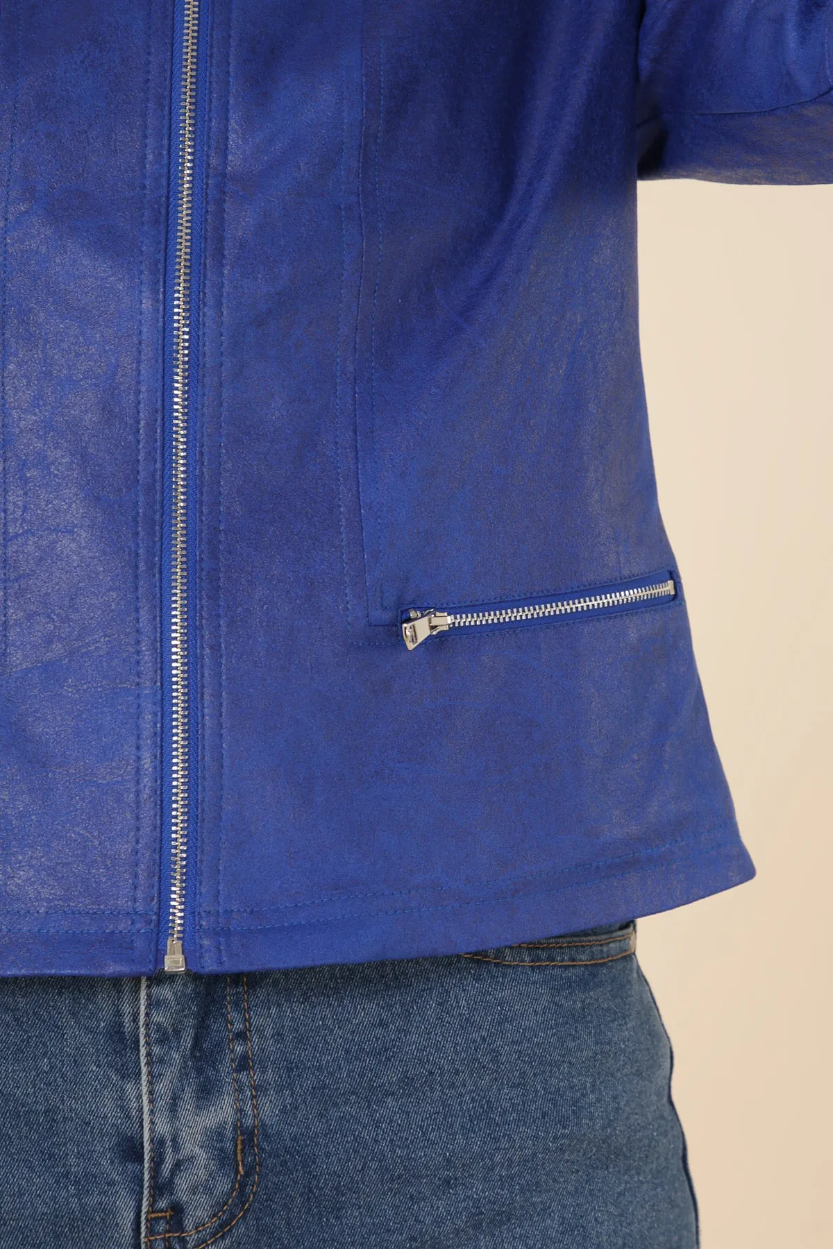 Veste suédine col rond