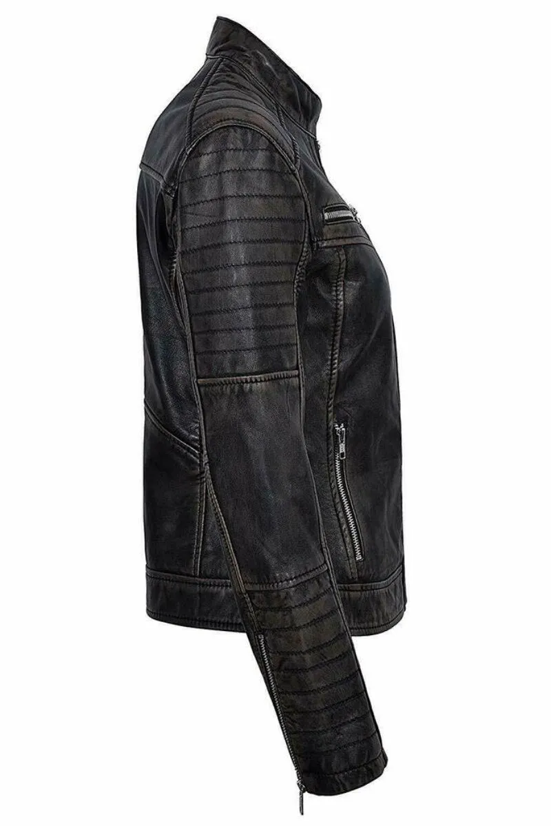 Vintage Veste En Cuir Femme